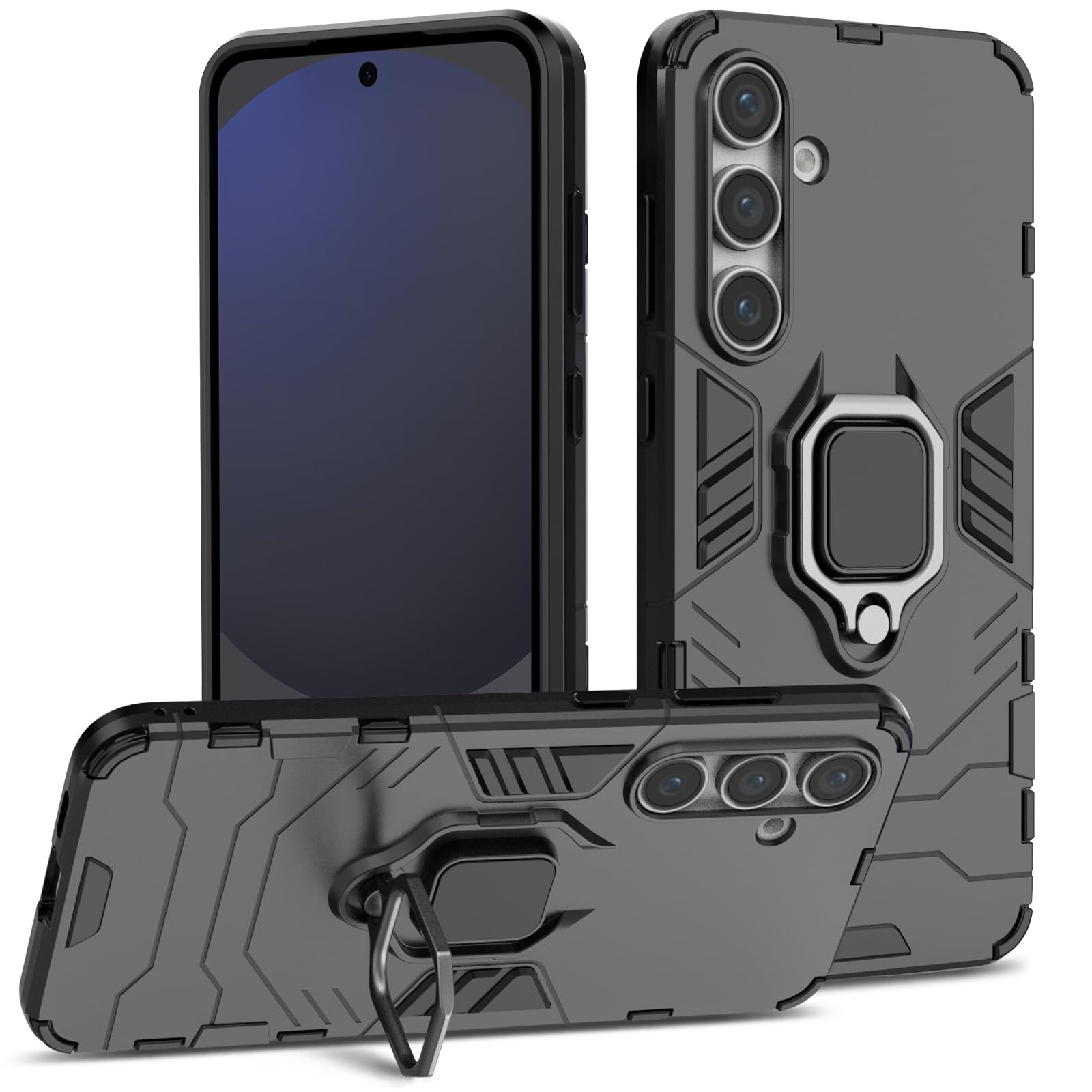 Funda para Samsung Galaxy A13 4G con Cristal Templado Protector Pantalla, Carcasa Antigolpes con Soporte anular metálico, Case Protectora de Grado Militar, Negro — view 35