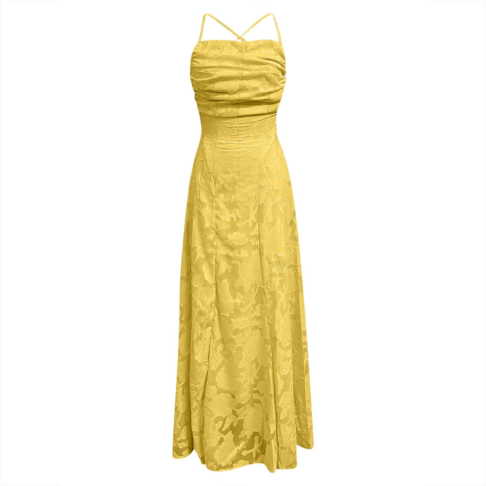 Genérico Vestido Boda Mujer Invitada de Encaje JacquardElegante Vestidos Corsé con Tirantes Delgados Espalda Descubierta Vestido Gasa para Mujer Vestidos Formal de Graduación