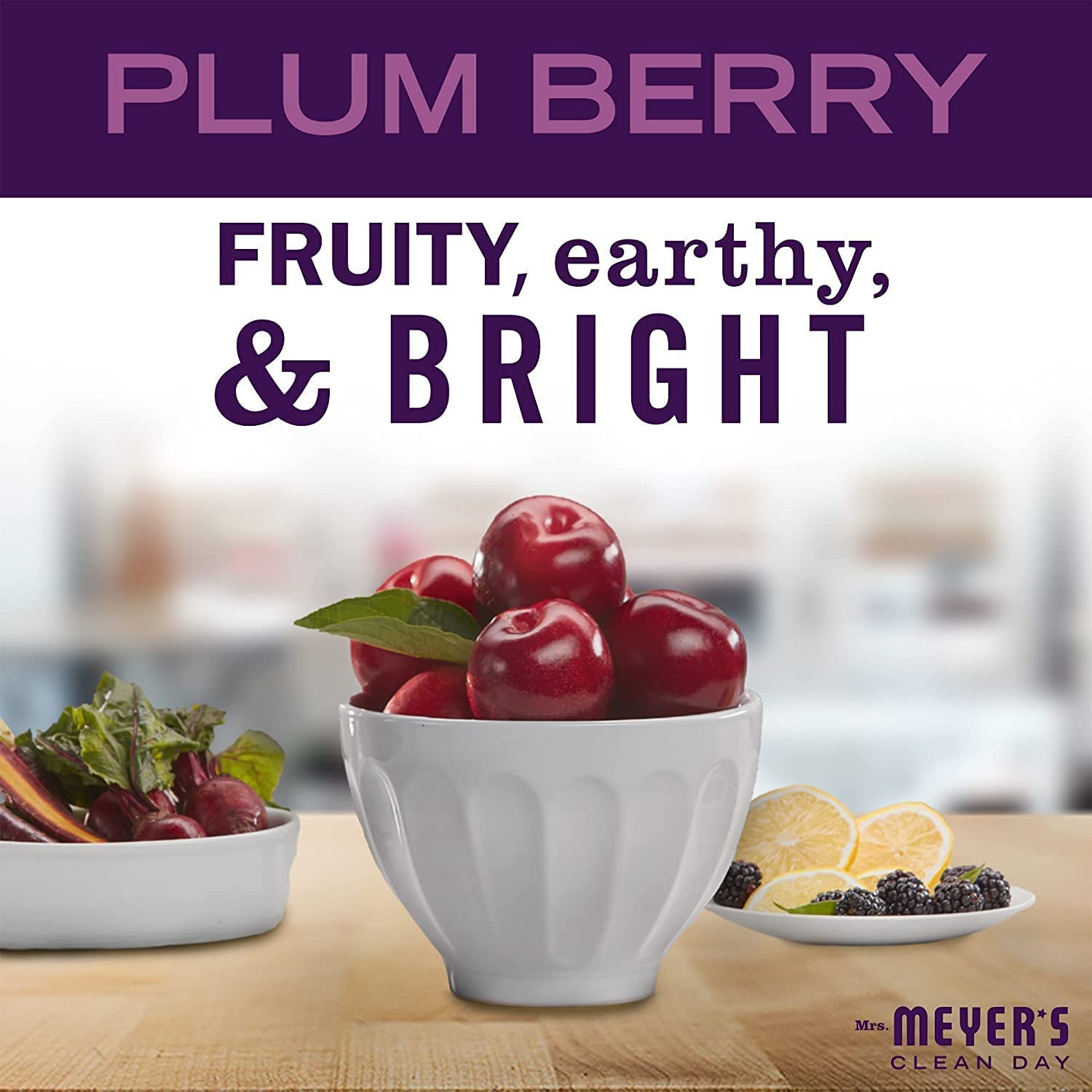 Mrs. Meyer's Clean Day Plum Berry Scent Hand Soap Refill, 33 Fl Oz, Pack of 4