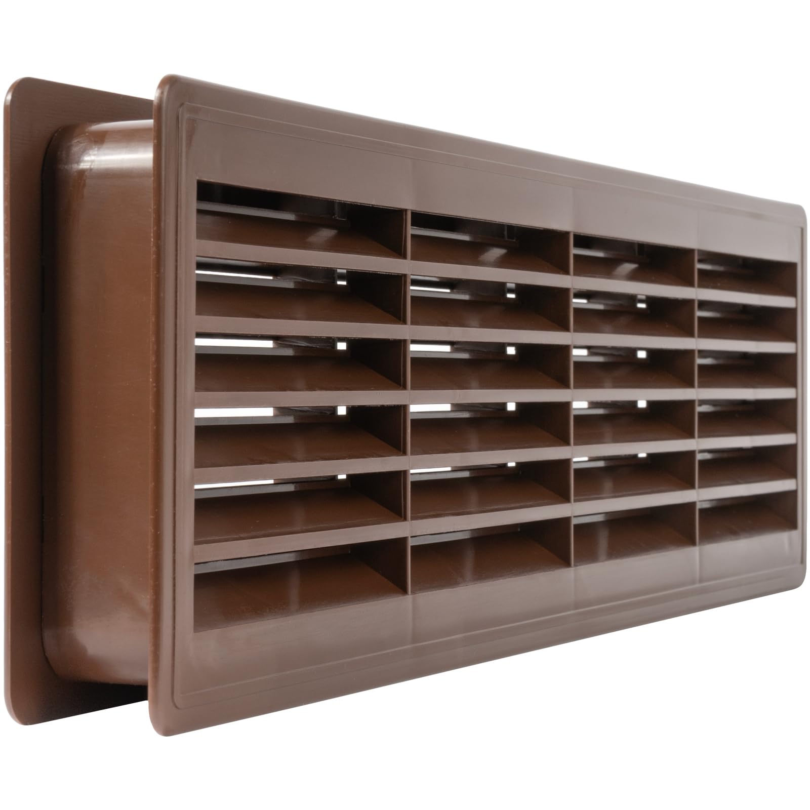 Vent Systems 450 x 120mm – Paquete de 2 – Ventilación de puerta de plástico marrón oscuro para puertas interiores de dos caras – Rejilla de ventilación – Hogar, cocina, rejilla de ventilación