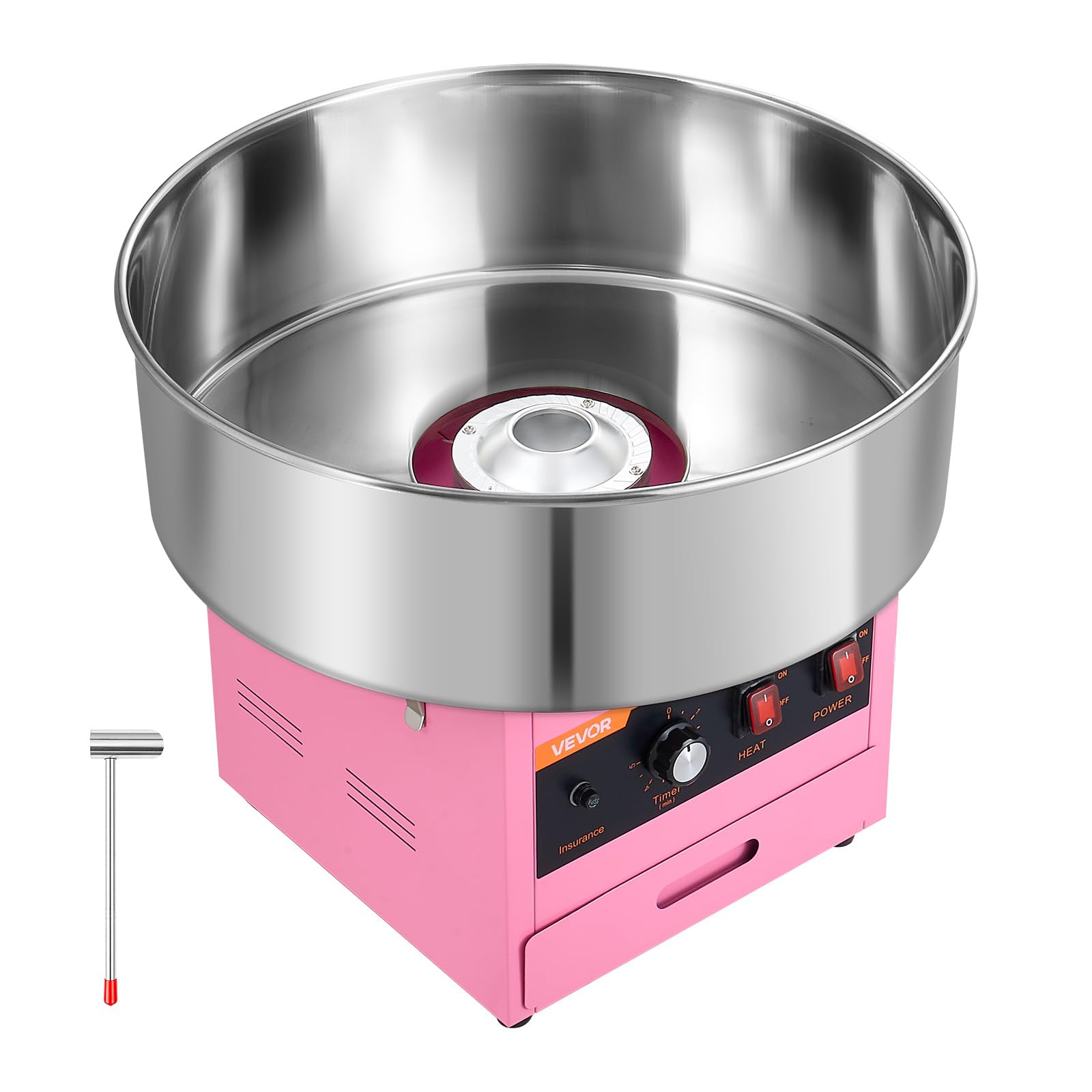 VEVOR Machine à Barbe à Papa Professionnelle, 1000 W, De Comptoir, Rose