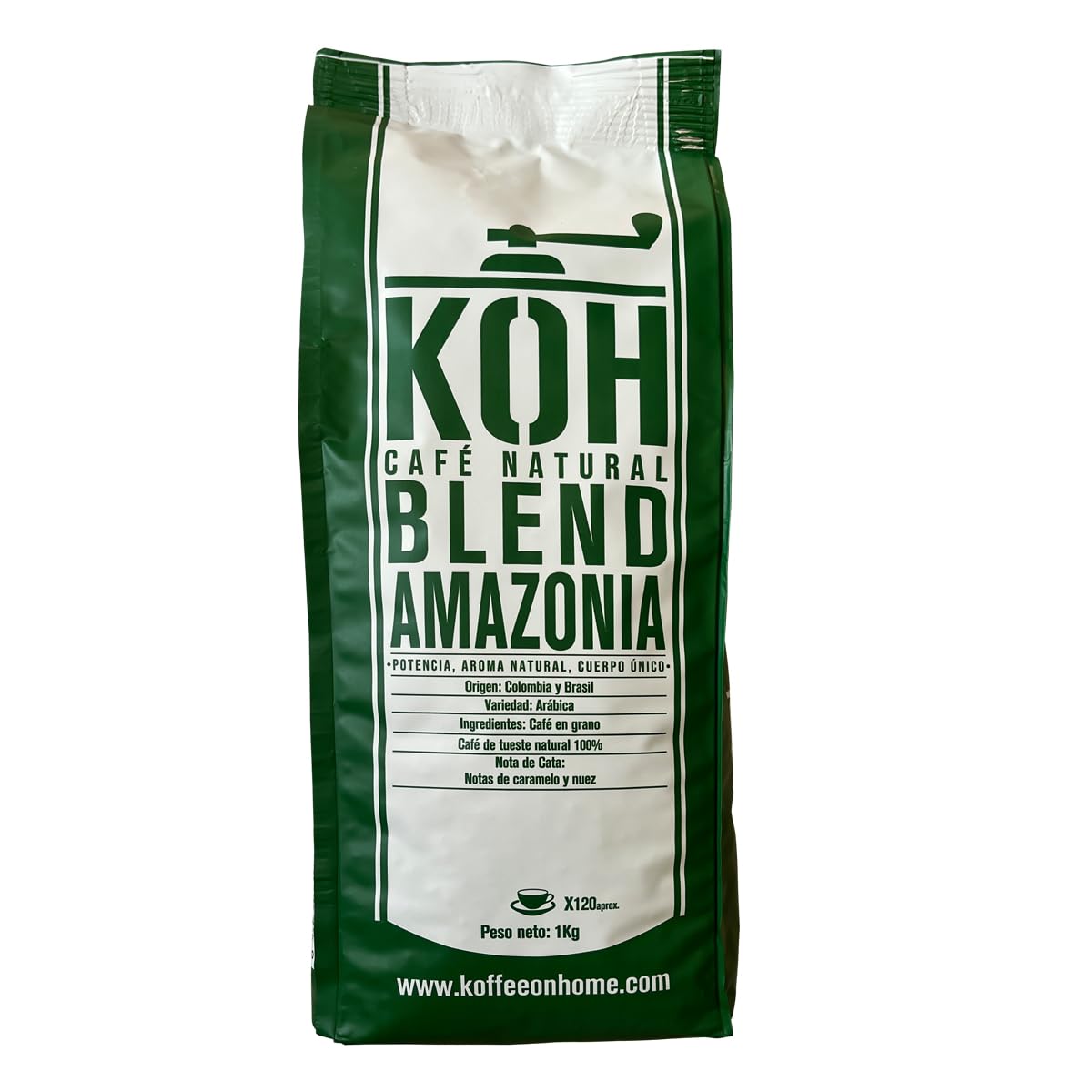 KoffeeONHOME Café en Grano 100% Arábica, Blend Amazonia, Tueste Natural, 2 Paquetes de 1 Kg - 2 Kg