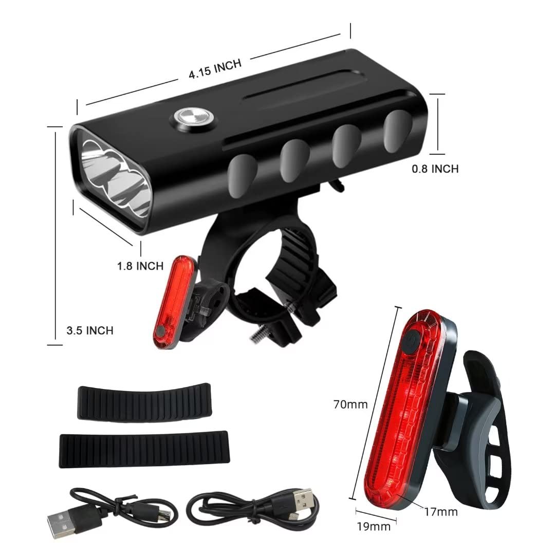 1000 Lumen Flashlight for Bicycle USB Bike Front Rear Light Set Rainproof MTB Headlight 4800mAh Cycling Lamp Accessory