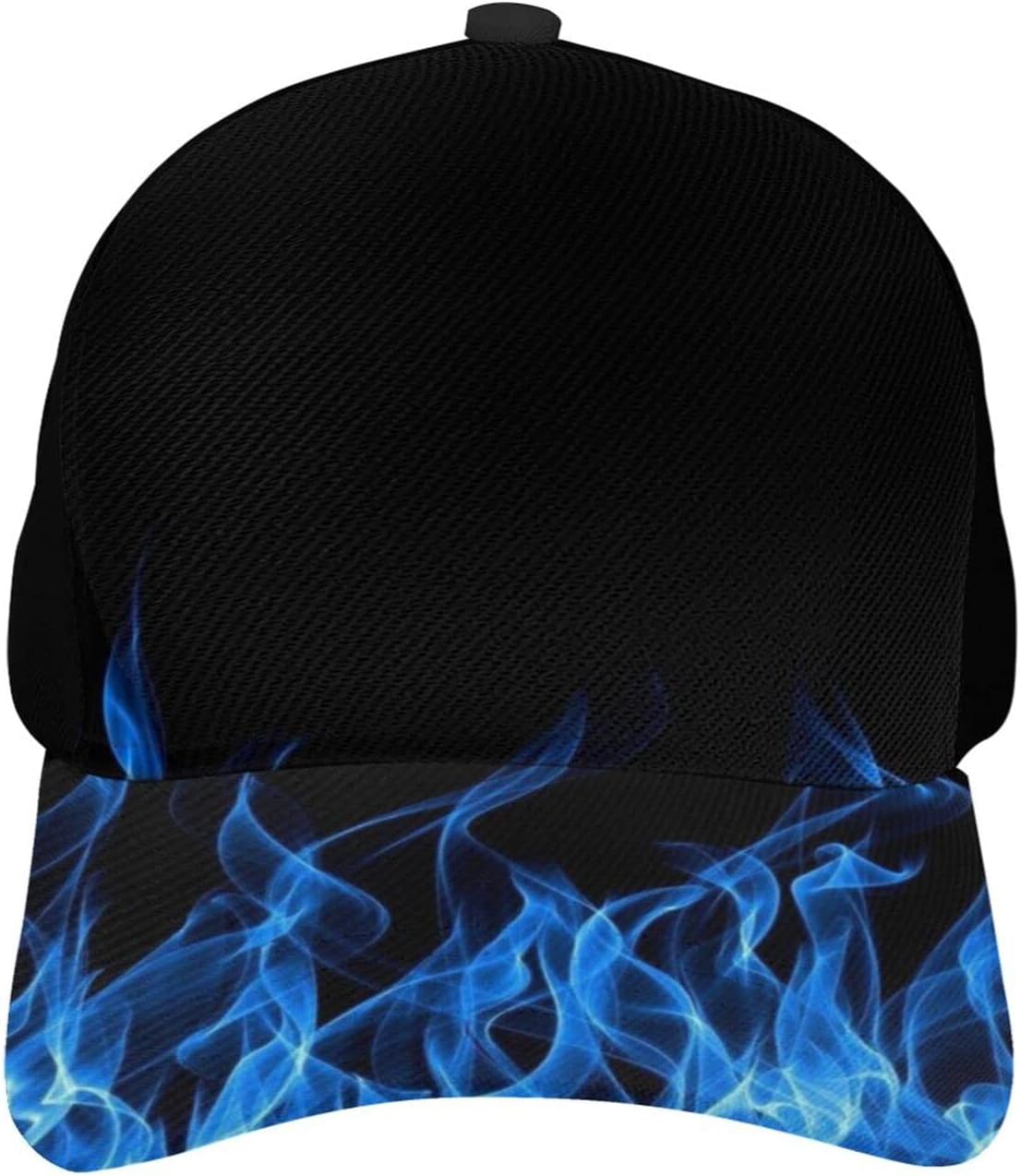 Baseball Hat for Men Women Black Blue Flame Black Background fire Hip Hop Caps Dad Trucker Cap Adjustable Snapback Hats