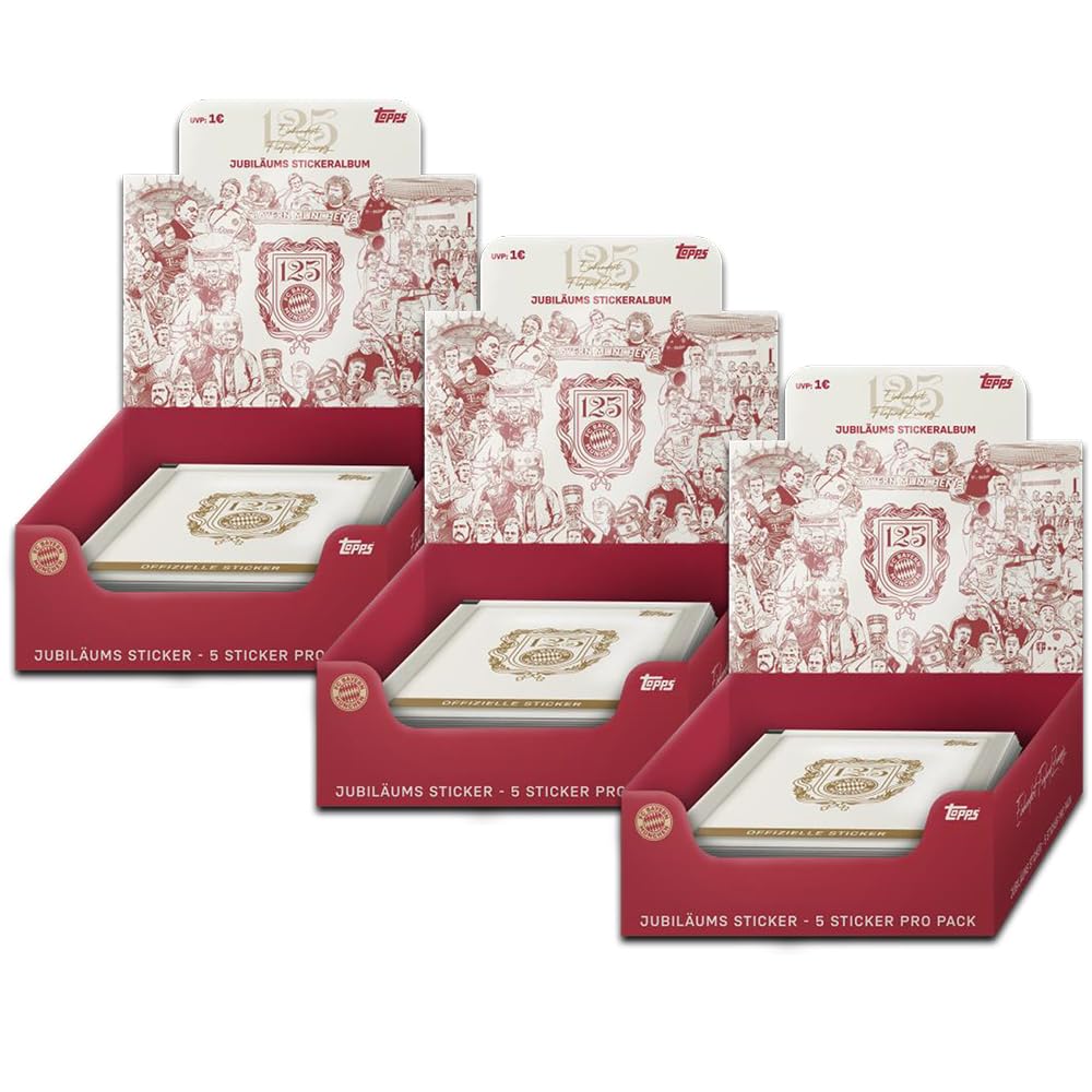 Bundle mit FC Bayern München – 125 anni – Adesivi da collezione + esclusive custodie Collect-it (3 display (90 sacchetti))