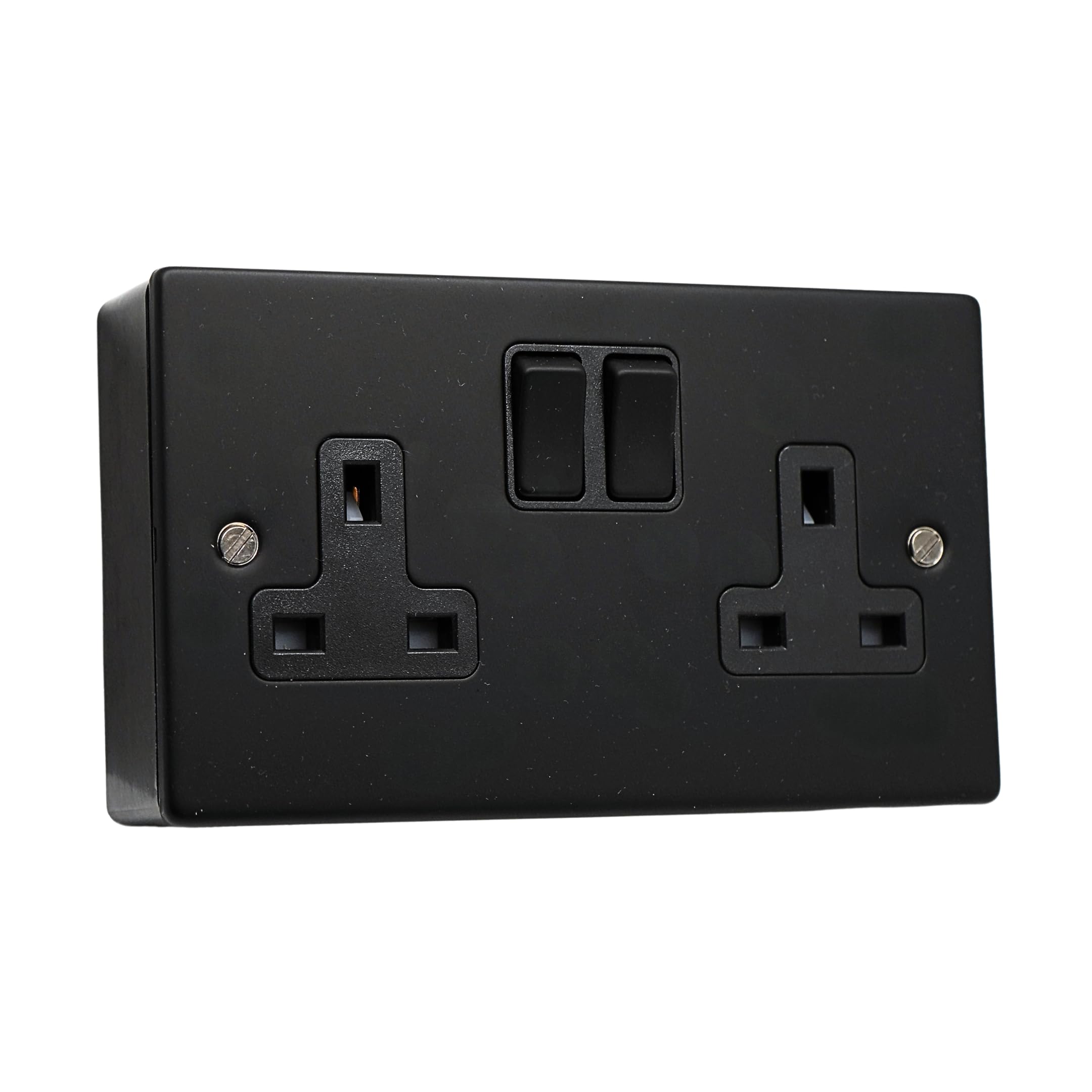 SHPELEC® Matt Black Metal Switch and Socket Range with Surface Mount Back Box, Sleek, Durable - Image 2