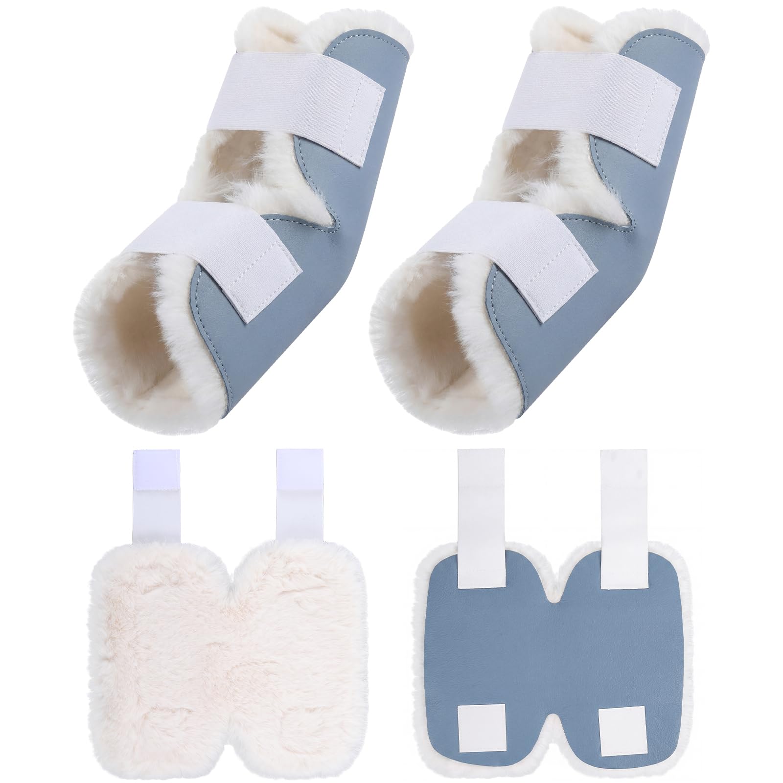 Photo 1 of Funnysoft 2 Pcs Sheepskin Elbow Protectors Light Blue Soft Elbow Arm Cushions Pads with Adjustable Straps Pressure Sore Prevention Pain Relief for Elderly Bedridden Patients Surgery Recovery