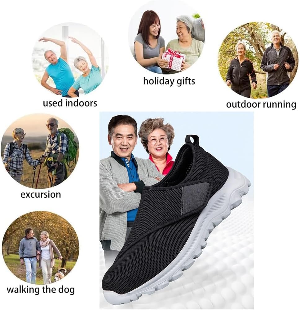 Yytcsjz Diabetic Foot Shoes, Air Cushion Adjustable Edema Swollen Breathable Diabetic Shoes for Man, Non-Slip Fattening and Widening Orthopaedic Comfort, for Edema Arthritis Fasciitis Swollen