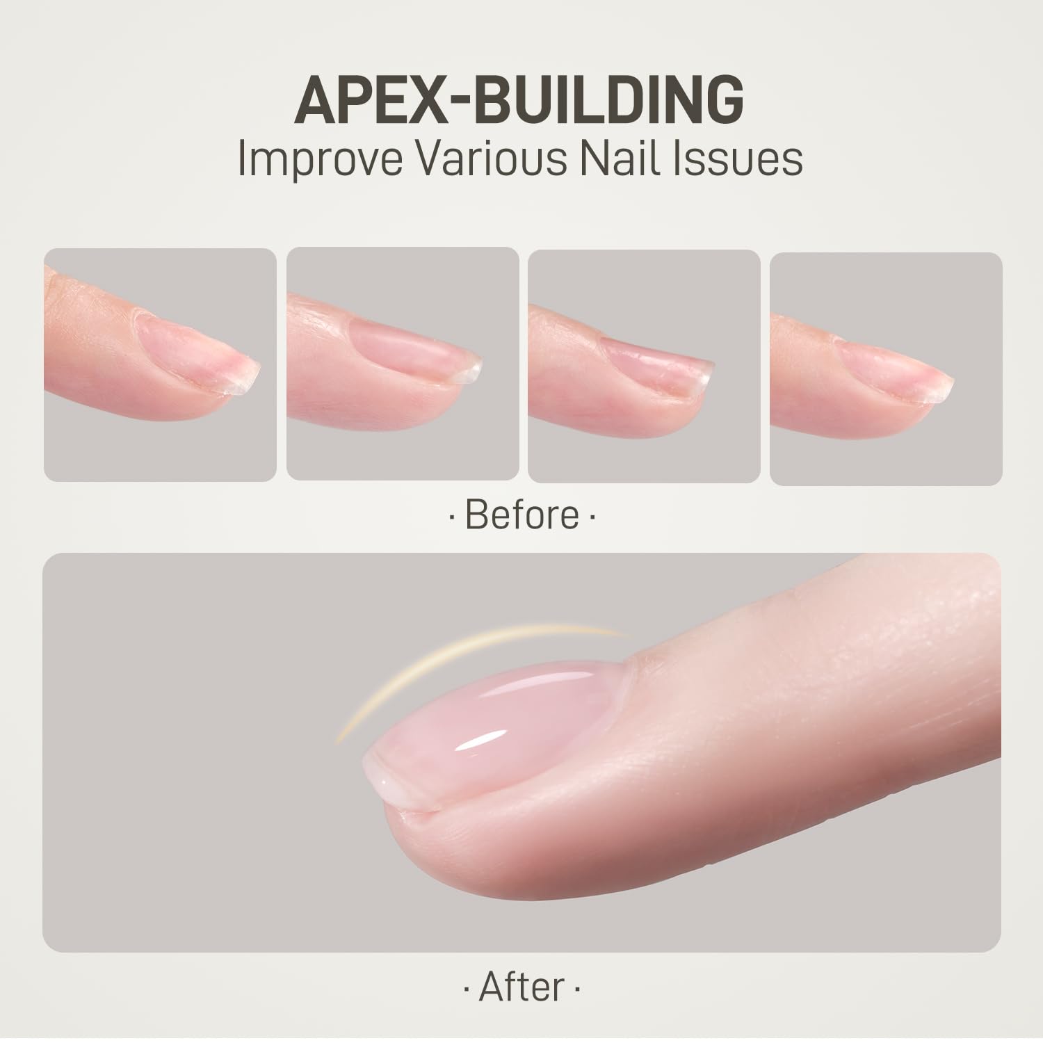 GAOY Clear Builder Gel for Nails, 16ml Nail Strengthener in a Bottle, Self-Leveling Hard Gel, Soak Off Long Lasting UV Light Cure