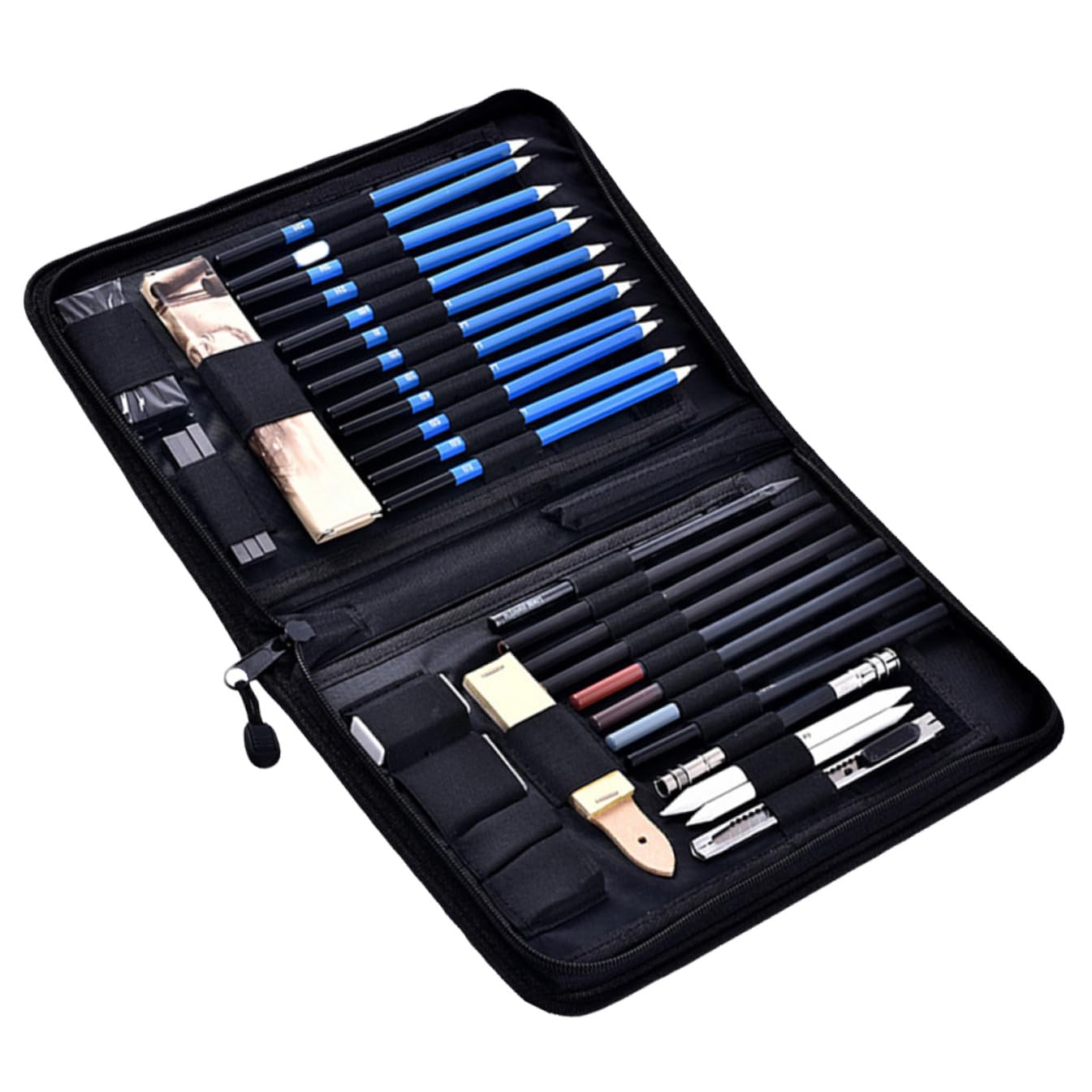 NUOBESTY Kit de Dessin 40 Pièces Ensemble Crayons Bois pour Artistes et Élèves Scolaires