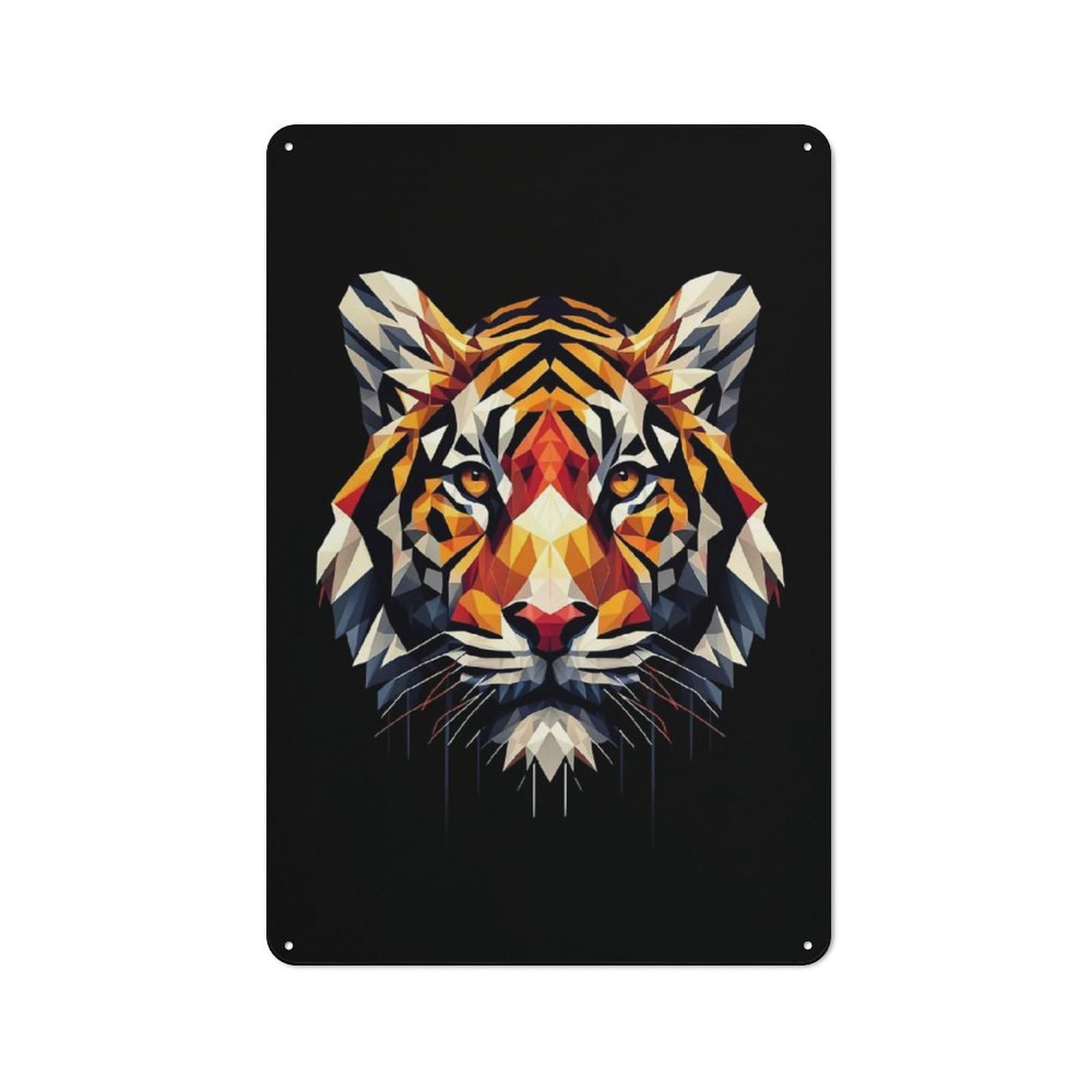 Geometric Tiger Metal Wall Plaque, Easy to Hang Plaque for Garage, Shed, Workshop Or Hobby Room, 30x20cm