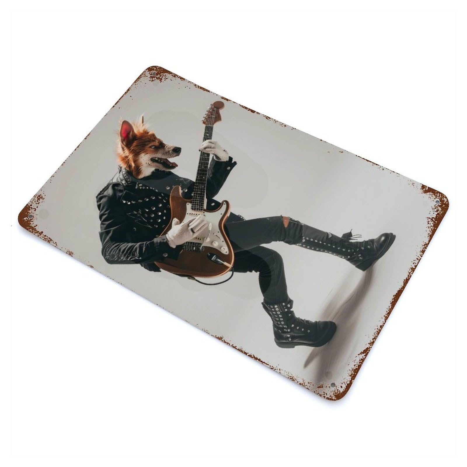 Dingo Guitar 11.8"x7.9" Rusty Metal Tin Sign, Novelty Wall Decor for Cafe, Home Bar And Lounge Decor