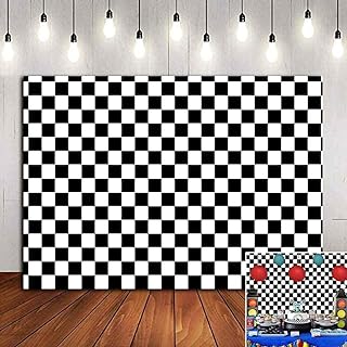 White and Black Racing Texture Grid Photography Backdrop Chess Board Photo Booths Studio Props Birthday Checkered Flag Decorations Party Banner Vinyl 5x3ft Supplies Photo Background