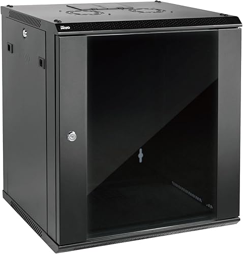 Gabinete de servidor de montaje en pared Gabinete de rack de red de TI con cerradura Puerta y paneles laterales negro (negro, puerta estándar de