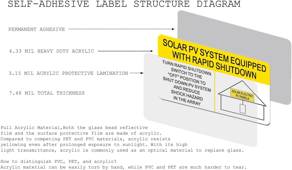 2020 NEC 55 Pieces Pack Reflective Solar PV System Labels -Serial 2R- UV Resistant Solar PV Stickers Photovoltaic System Warning Durable | PV Label for Electrical Panel Installer Kits