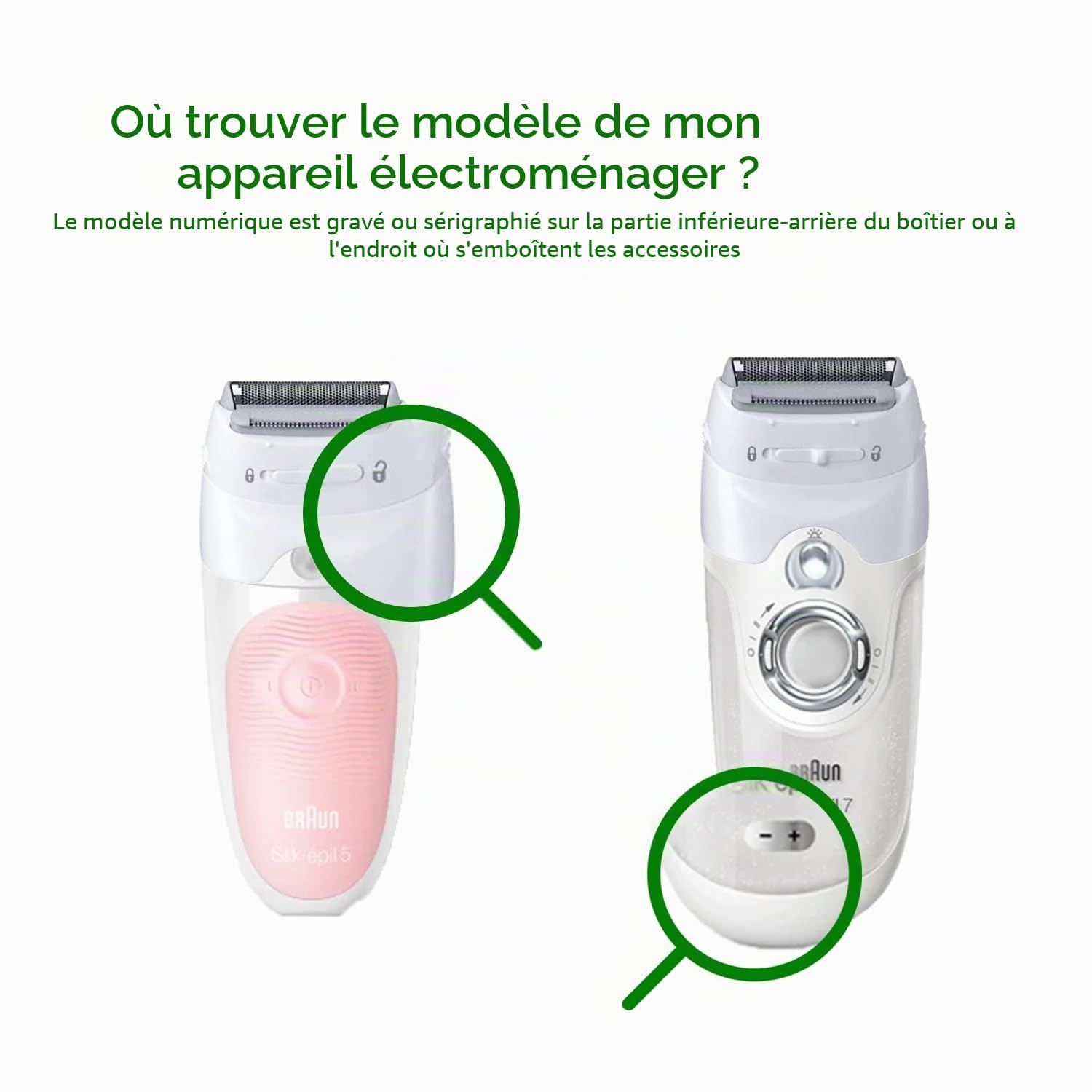 Electrotodo Tête de rasage pour épilateur Silk Epil 5, 7 et 9 Blanc