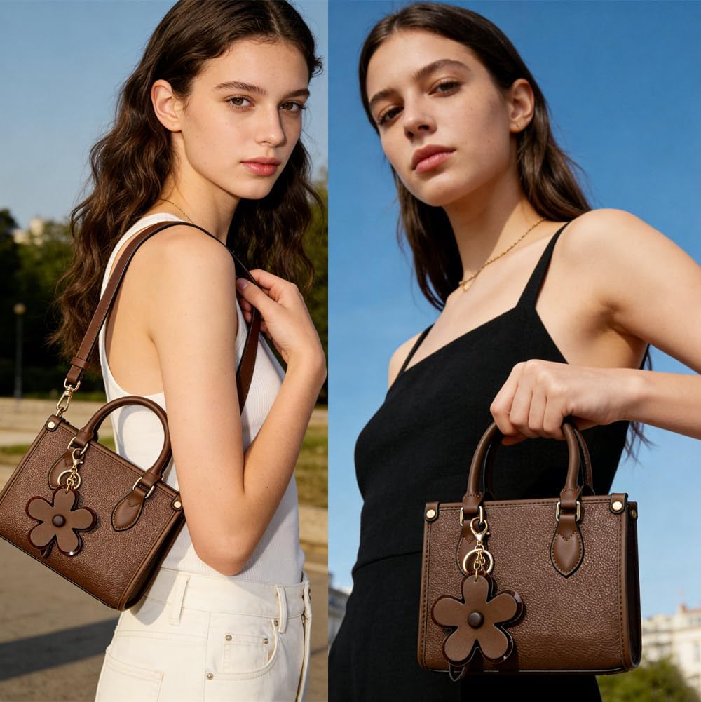 Small Crossbody Bags for Women Mini Leather Shoulder Purses Tote Handbags with Adjustable Strap 8.3”Lx3.9”Wx7.1”H