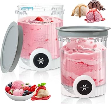 2 Pieces Pints and Lids for Ninja Swirl by CREAMi Ice Cream Maker NC700 Series, Ice Container Accessories Compatible with Ninja NC701UK BPA Free and Dishwasher