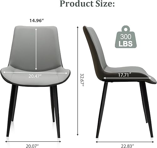 Vista 35 de Sillas de comedor, modernas sillas de comedor de piel sintética con patas de metal resistentes, asiento tapizado, sillas laterales decorativas