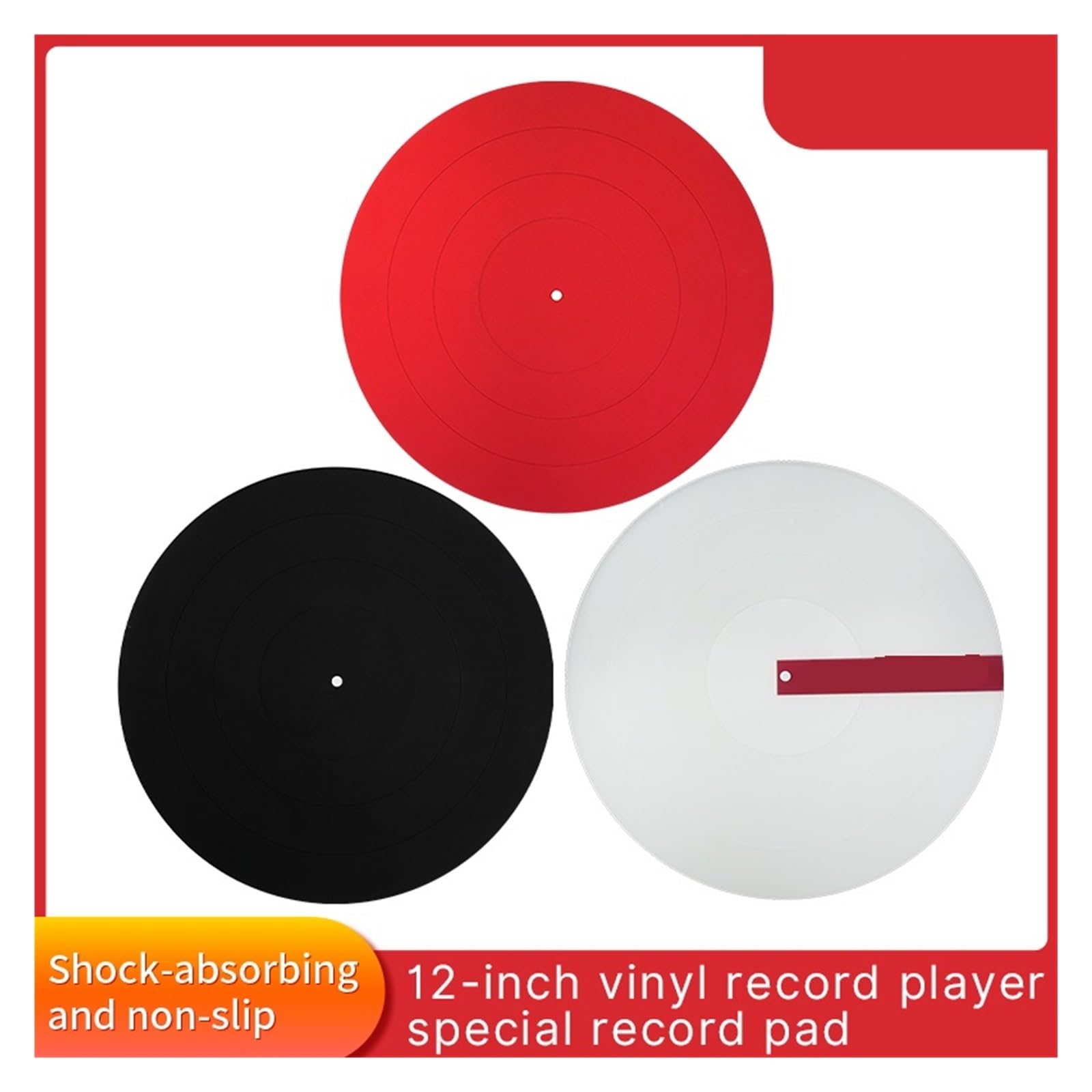 Tappetino per giradischi Tappetino antiscivolo for dischi in vinile LP in gomma da 12 pollici for giradischi in spessore 3,0 mm tappetino piatto morbido for(Transparent)