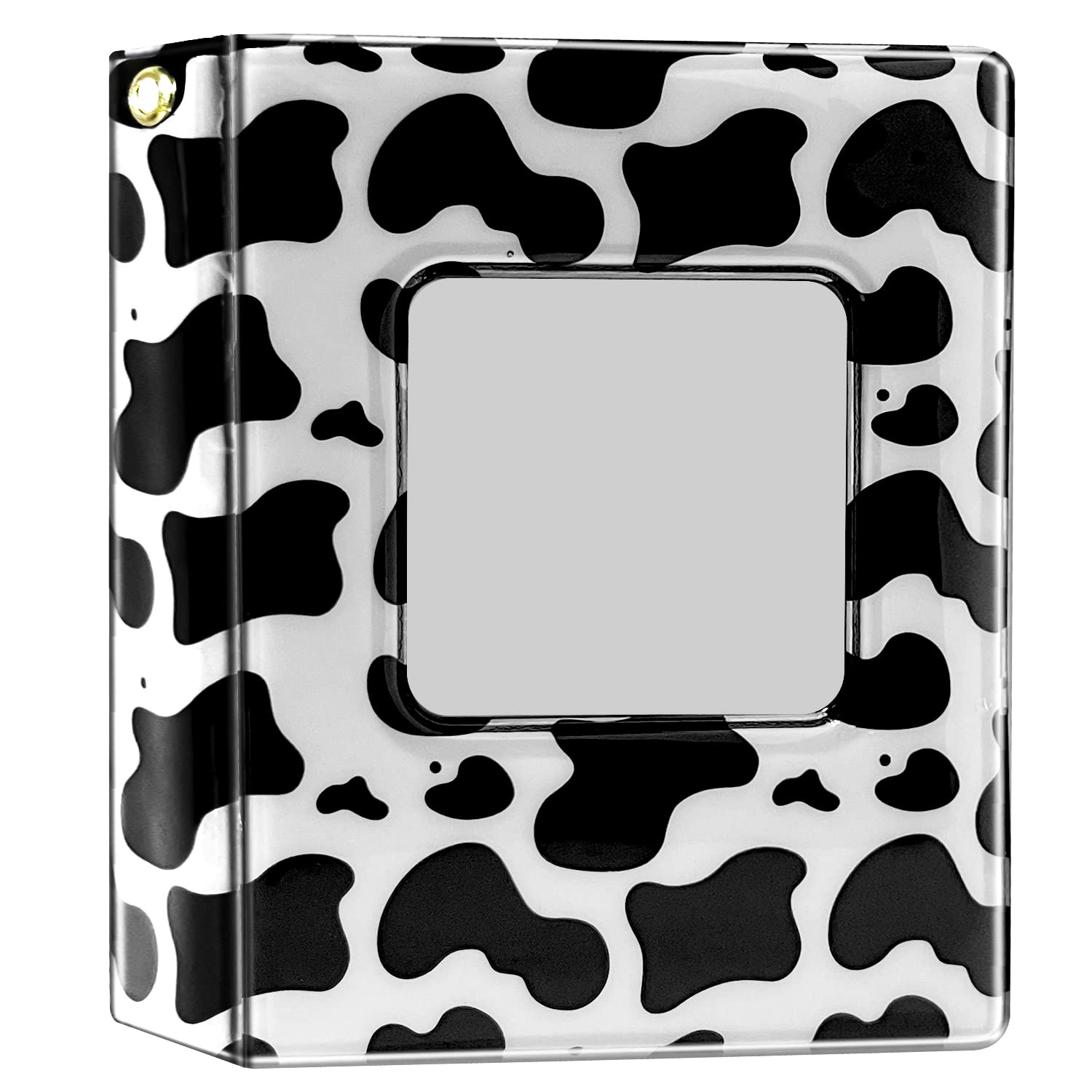 3 Inch Mini Photo Album, Kpop Photocard Holder Book, Hollow Out Photo Card Binder Mini Kpop for Fujifilm Instax Camera 32 Pockets (Cow)
