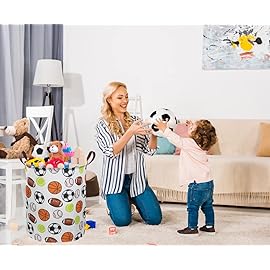 Sanjiaofen Kids Laundry Basket,Basketball Laundry Hamper Collapsible Baby Storage Baskets for Boys Room Decor,Nursery Hamper,Bedroom,Toy Organizer,(Ball) 