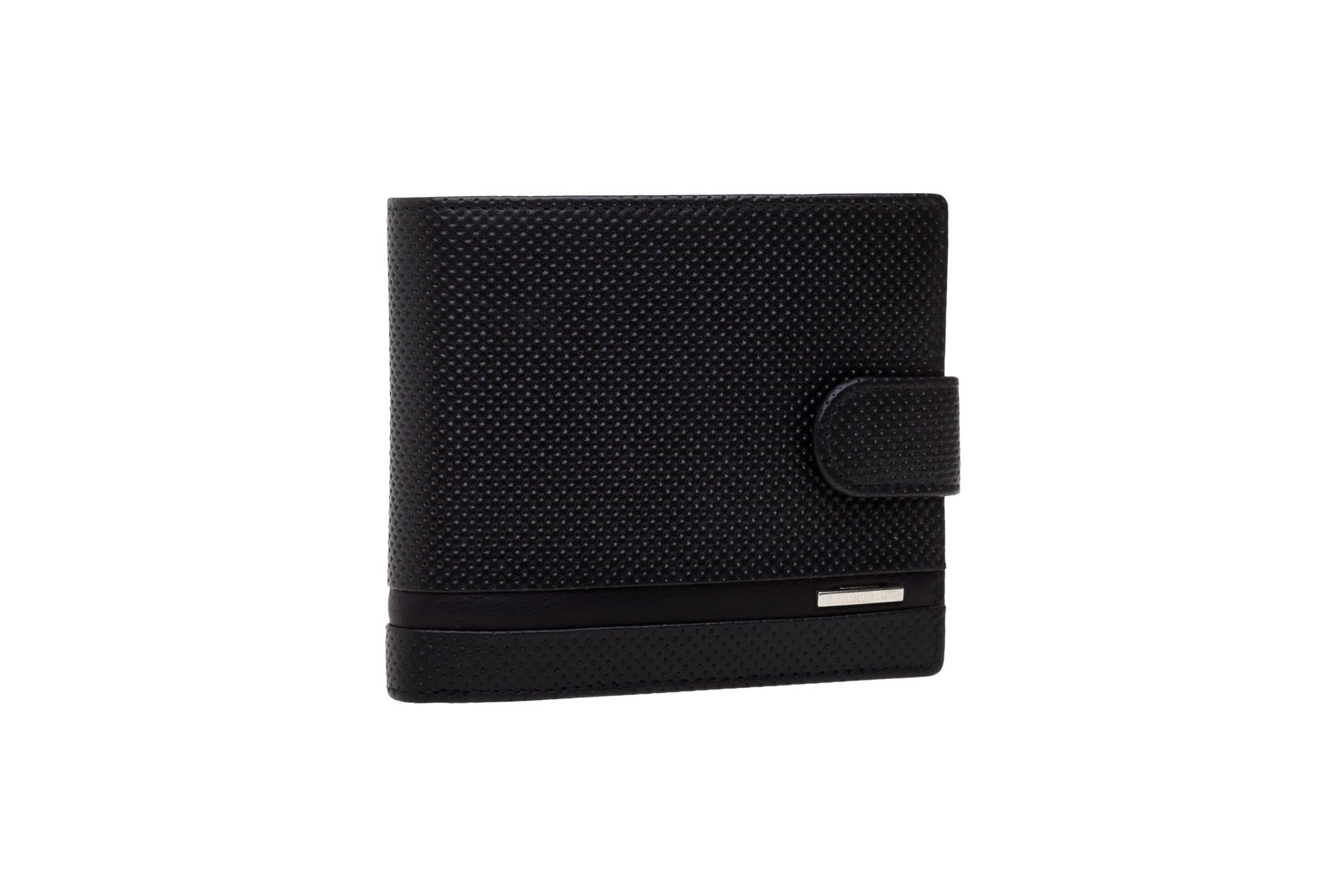 Valentini Portfel Męski Czarny Perforated Skóra Naturalna 12,5 x 10,5 cm