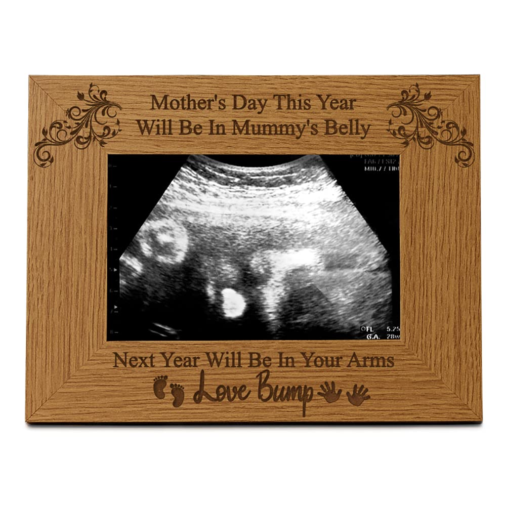 Ukgiftstoreonline Brown Mothers Day Gift For Mum To Be Wooden Baby Scan Photo Frame