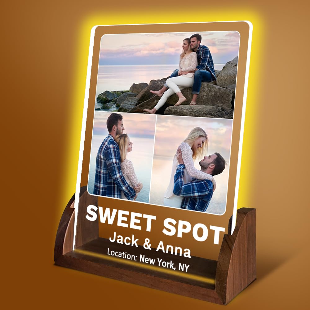 Harindiver Personalized Night Light with Spotify Plaque,Customized Gifts with Photos for Boyfriend Girlfriend,Customized Anniversary Memorial Christmas Birthday Gifts for Couples Her Him (Style 4) — image 1