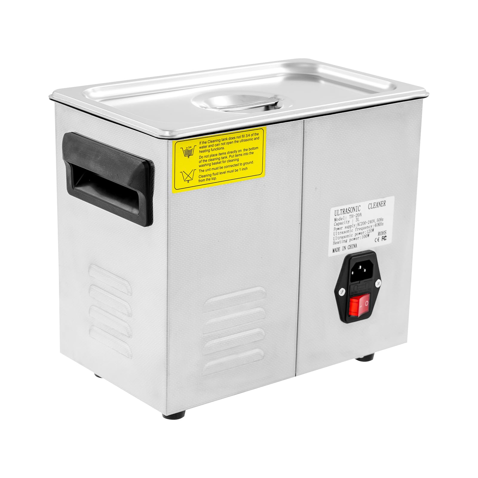 3.2L Knaufmodell Ultraschall-Schmuckreinigungsmaschine mit Heizung und Timer, Edelstahl-Ultraschall-Reinigungsmaschine, Ultraschallmaschine mit Knopfsteuerung für Schmuckgläser