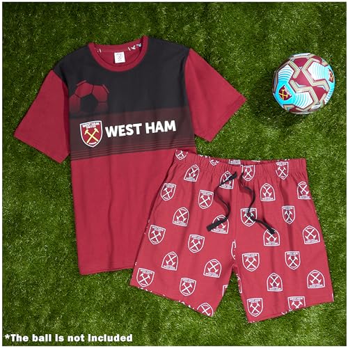West Ham United F.C. Men's Pajamas Set, Short Breathable Cotton Loungewear, Mens Gifts2