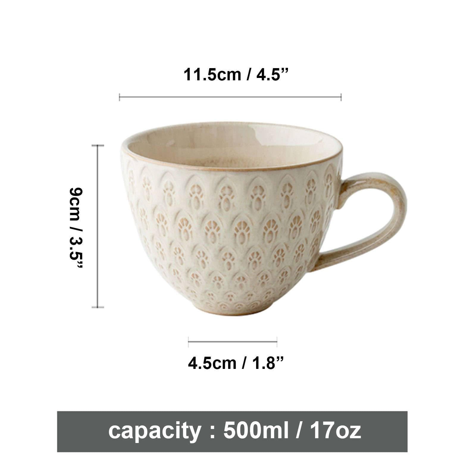 Bol à nouilles en céramique, Bol de nouilles instantanées en céramique, tasse à café Vintage 500ml, soupe avec poignée, petit bol déjeuner for crème glacée(White)