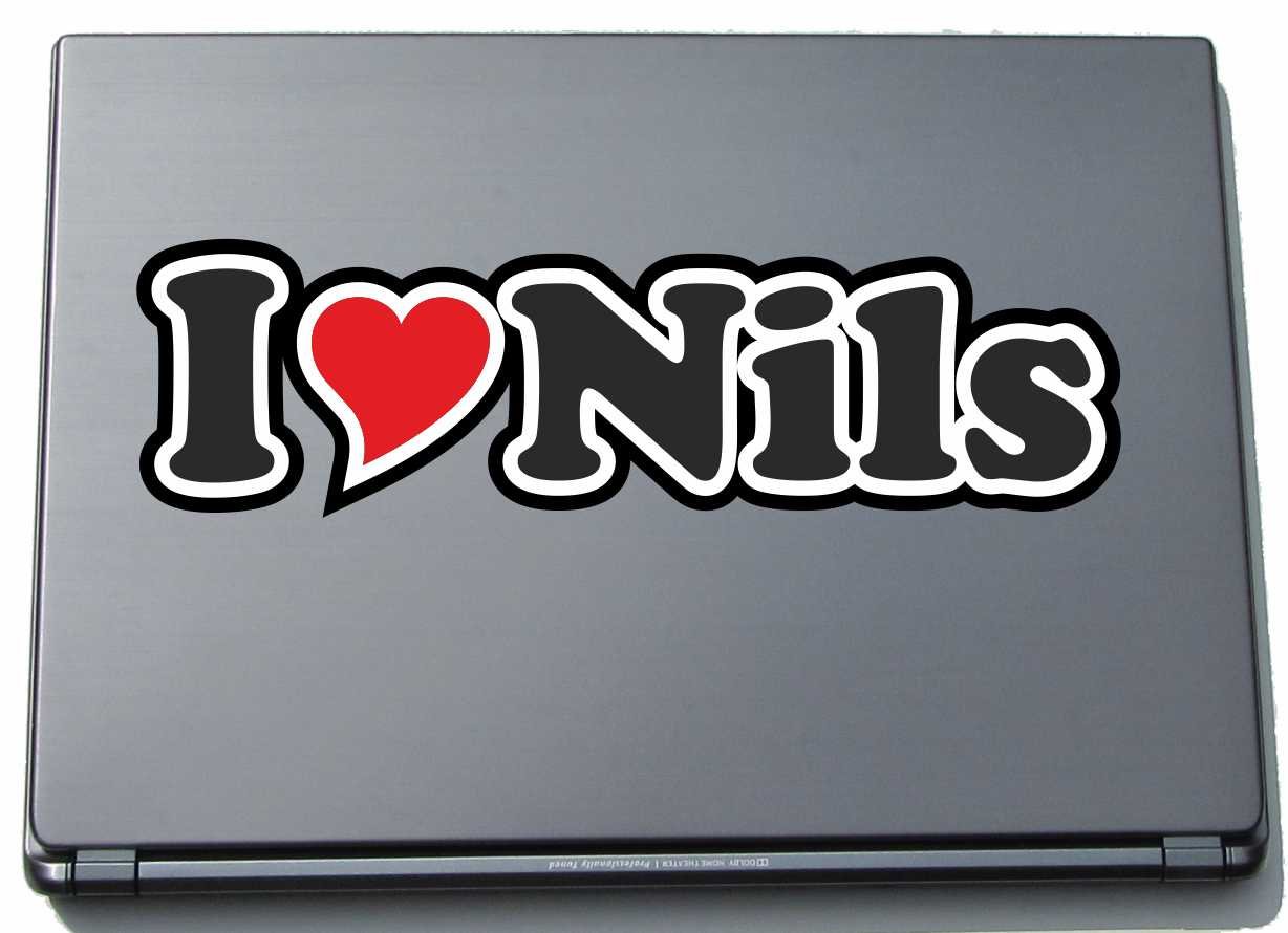 INDIGOS UG - I Love Heart Decal Sticker Laptopskin 210 mm - I Love - I LOVE Nils - Laptop Netbook Computer - Sticker with name of man woman child