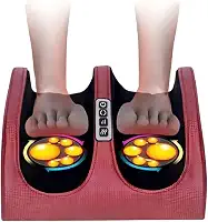 Massageador de Pés com Aquecimento, Controle Digital, Luz LED Terapêutica, Rosa