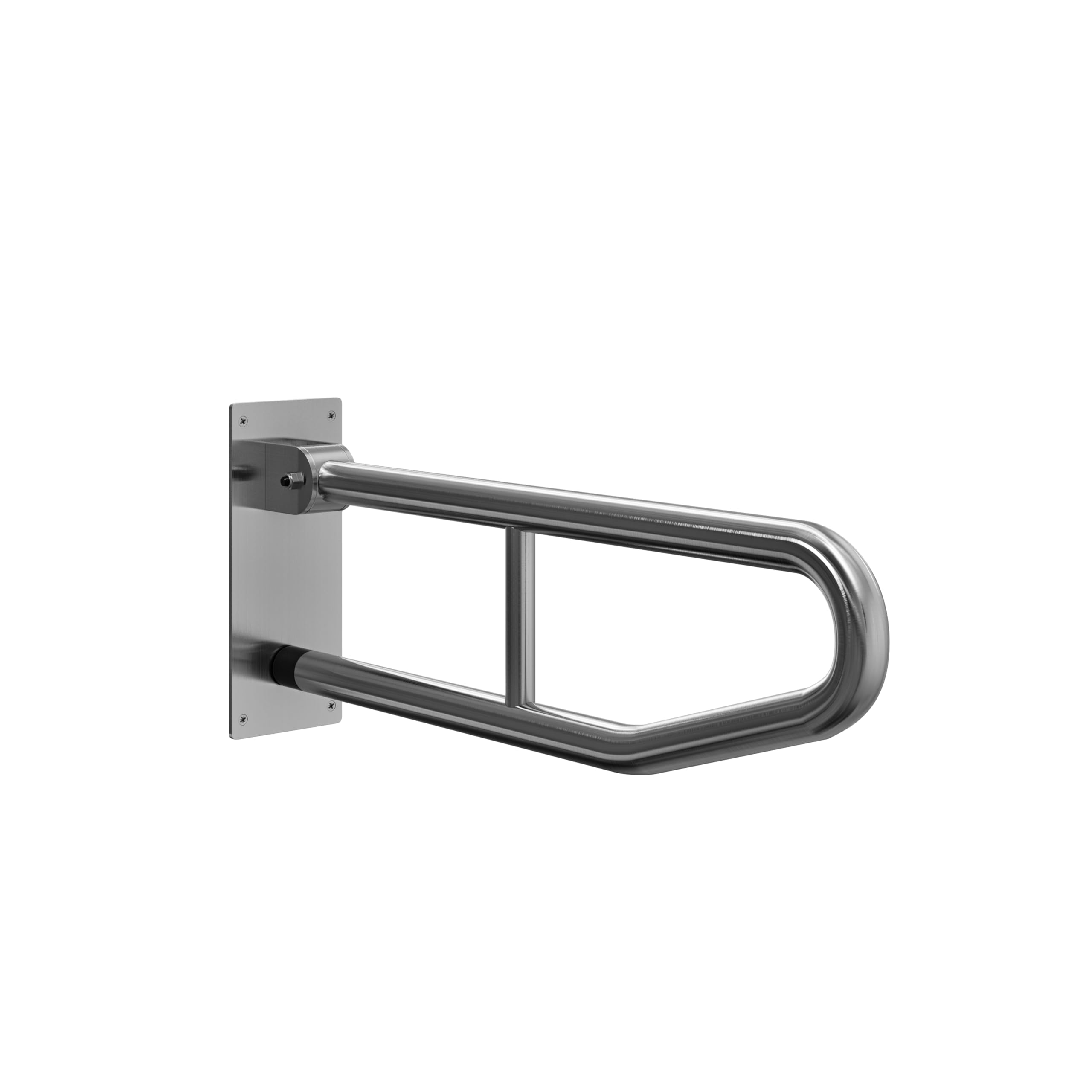 Flode Chrome Drop Down Grab Bar – Satin Steel Wall Mounted Folding Support Rail For Disabled & Elderly Heavy Duty Bathroom Safety Grab Rail For Toilets & Wcs