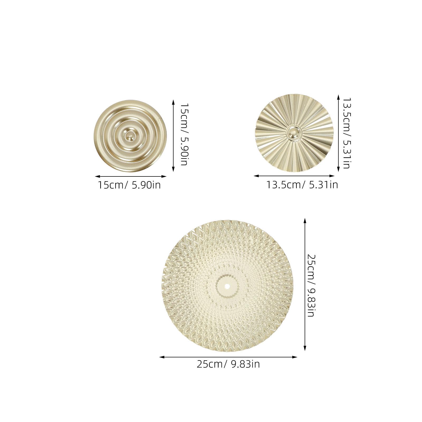 AKOOSY Escultura Colgante de Pared Dorada de Hierro Diseño Circular Irregular y Ondas Rectas, Decoración Artística para Sala y Pasillo, Estilo Industrial Moderno