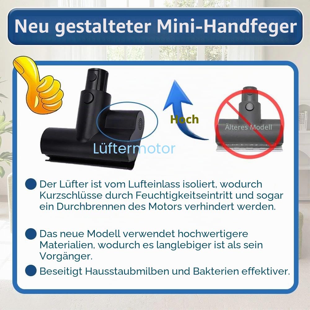 Mini Staubmilben Bürste für Dreame V20/V20 Pro/R20/R30/T20/T30/R10 Pro | Zubehör zum Reinigen von Sofas, Teppichen, Matratzen und Autositzen. Polsterbürste zum Entfernt Staubmilben und Allergene