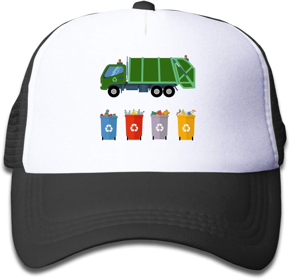 Waldeal Boys Recycling Bin Trash Truck Garbage Man Kids Mesh Baseball Cap Adjustable Trucker Hat