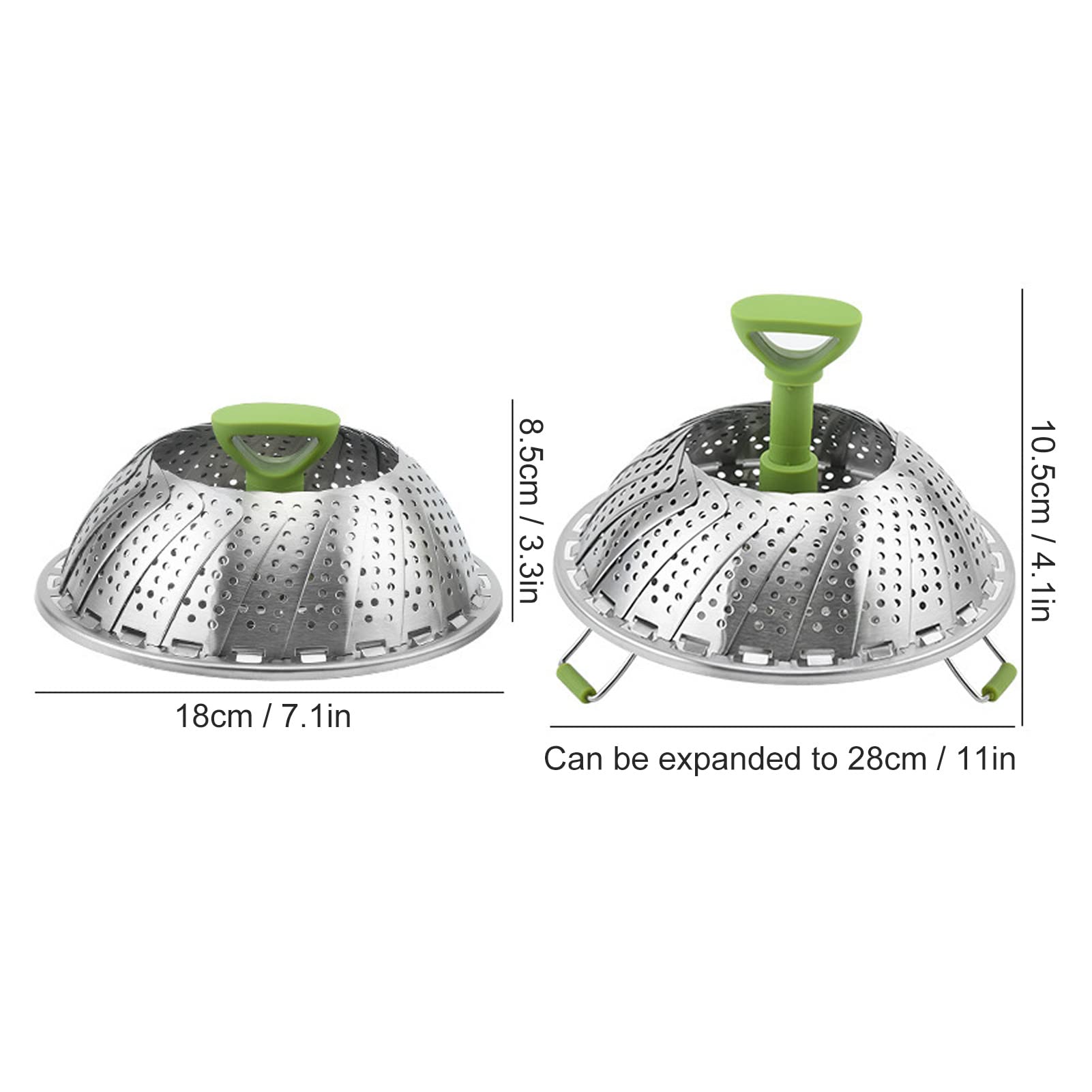 Panier Vapeur Pliable En Acier Inoxydable - Diamètre Réglable 18 à 28 Cm - Parfait Pour Légumes, Fruits De Mer Et Aliments Sains