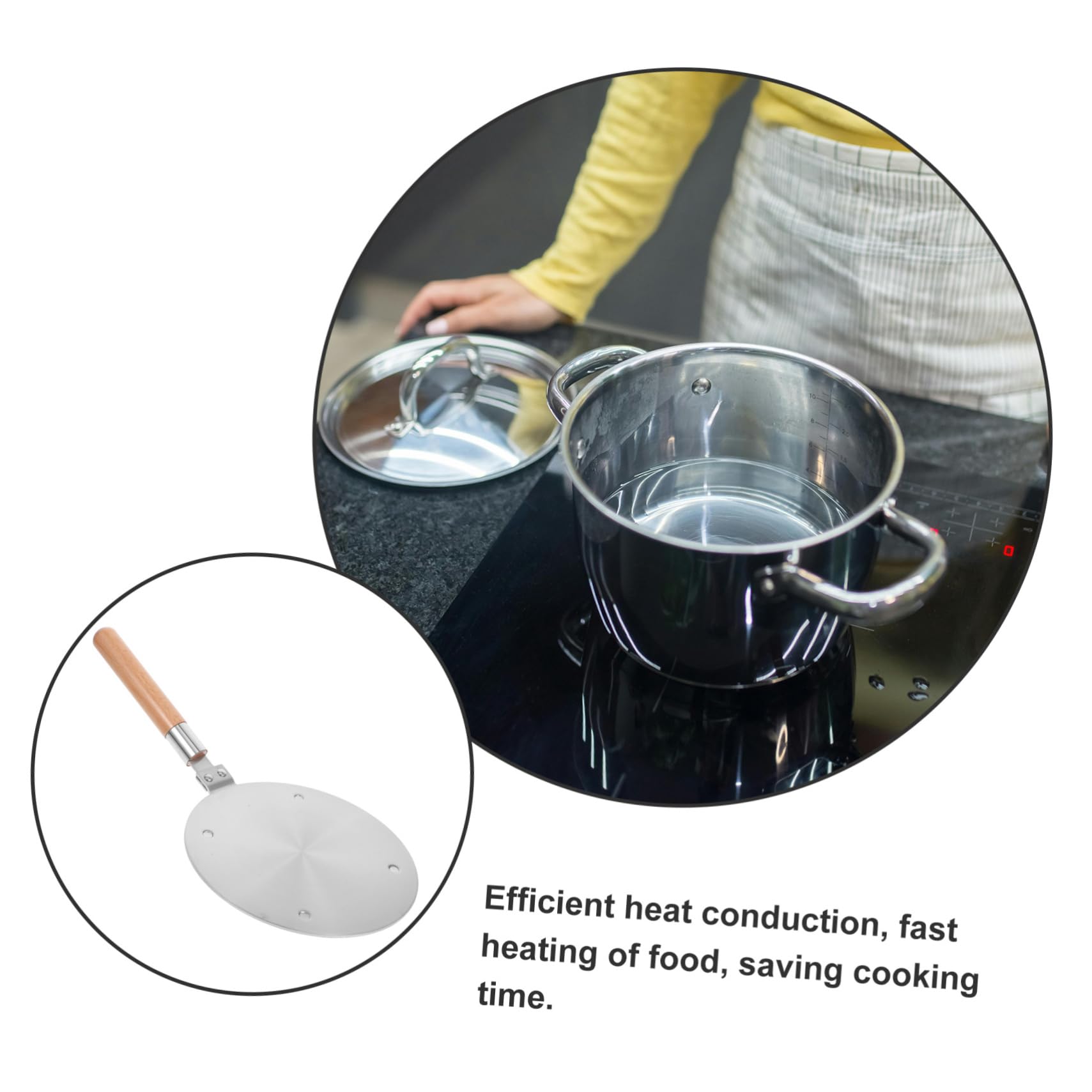Mikinona Placa Difusora de Calor para Cocina de Inducción, Acero Inoxidable, Distribuye el Calor de Forma Uniforme y Protege Sartenes, Uso en Cocina | Cocina de Inducción y Gas, Mejora la Cocción, Adaptador para Usar Ollas y Sartenes en Distintos Fogones