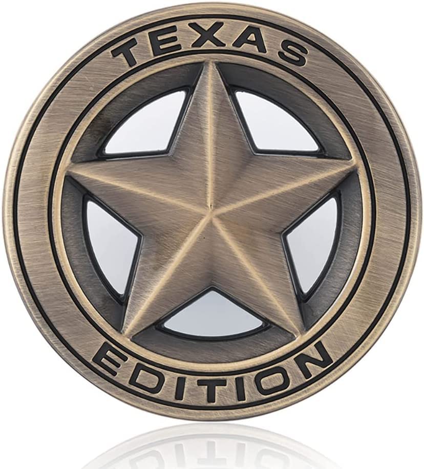 BKN® 3D Texas Star Edition Metal Car Sticker Logo Emblem Badge Car Styling Sticker for Universal Cars & Bikes, Motorcycle Decorative Accessories | 7.5CM (2.95") (Bronze)