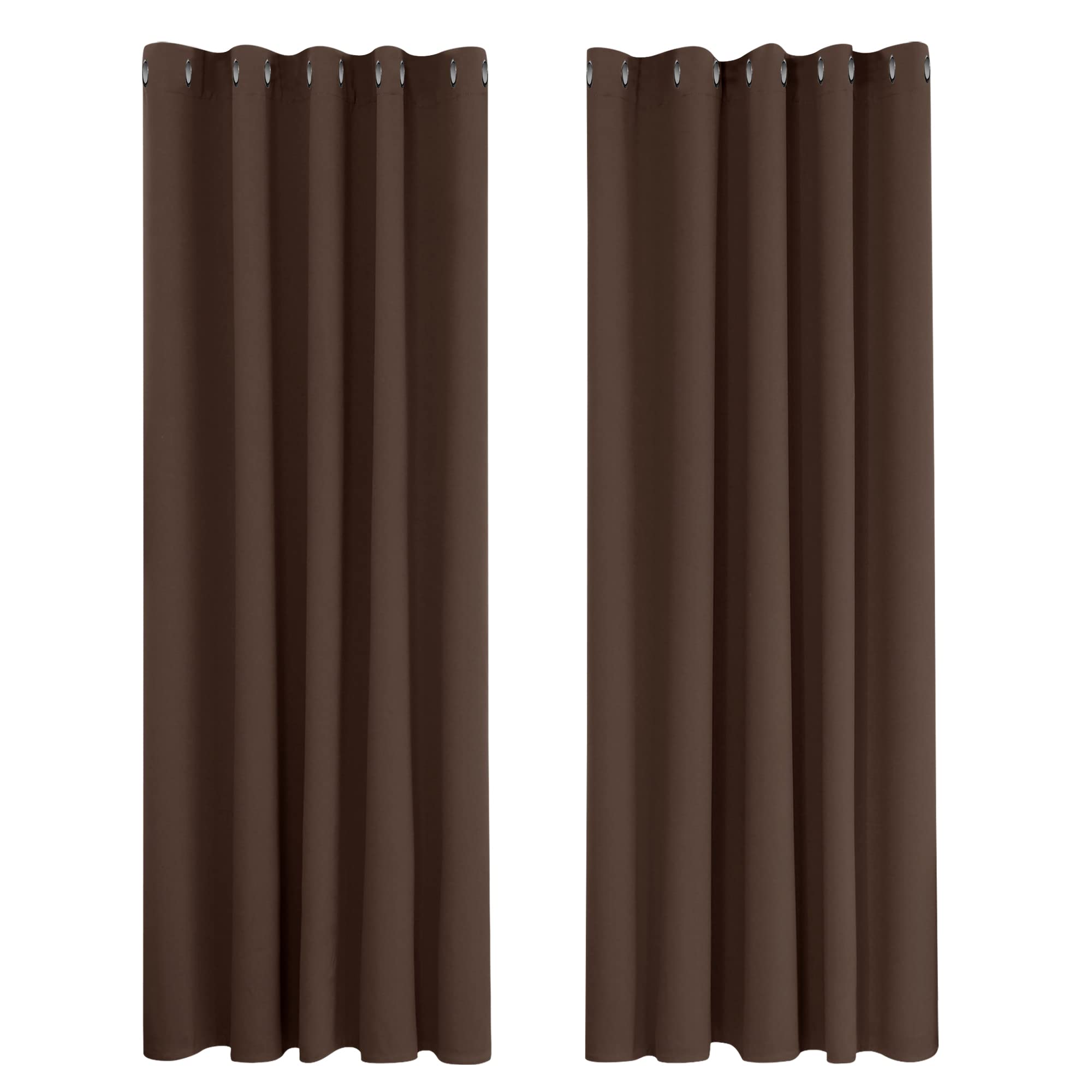 Deconovo Dark Mocha Curtains Mocha Super Soft Thermal Insulated Eyelet Blackout Curtains Bedroom 66 X 90 Inch Drop 2 Panels