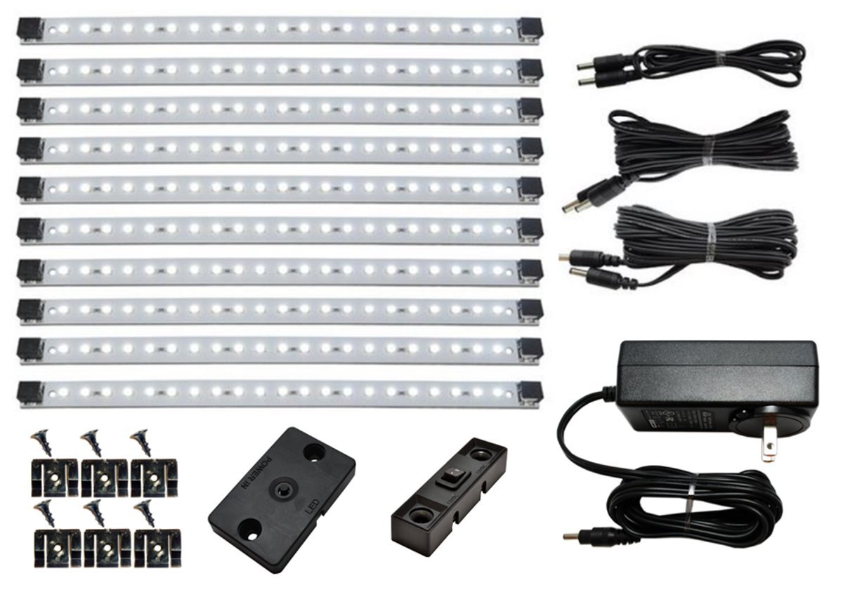 Inspired LED Pro Series 21 LED Super Deluxe Kit- Under Cabinet Lighting - Pure White with Dimmer Switch and Super Cable Pack
