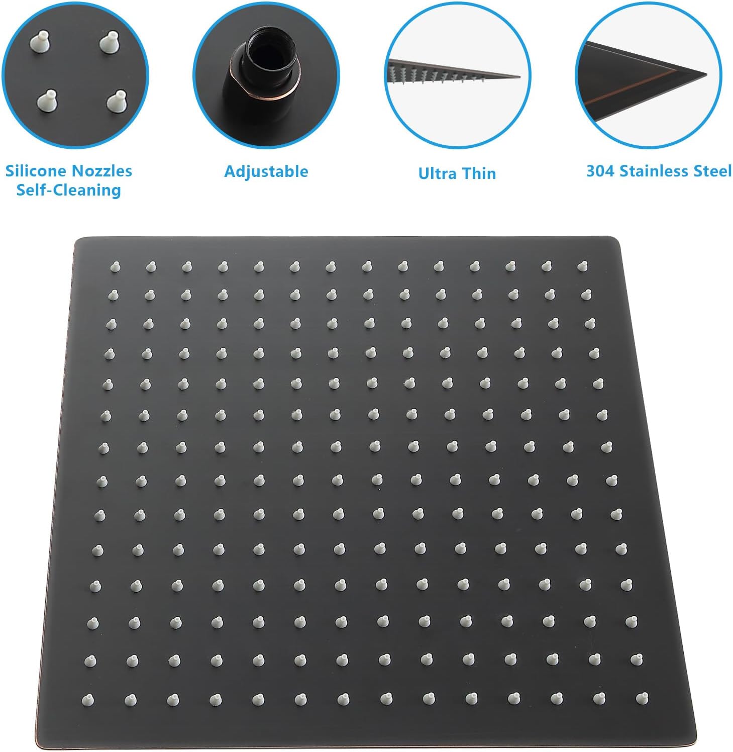 Lordear Rain Shower Heads High Pressure, Rainfall Showerhead for Bathroom Fixed Mount, 10 Inch Large Square High Flow Shower Head (Oil Rubbed Bronze) image 4