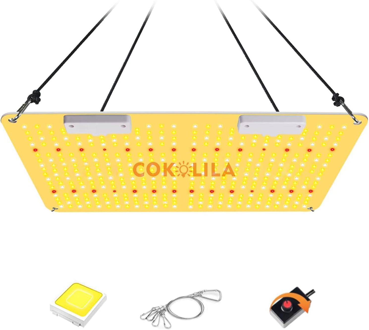 COKOLILA 2000W Lámpara de Cultivo LED Regulable, Espectro Completo con 444 LEDs SMD e IR, Luz de Crecimiento para Plantas de Interior, Cobertura 120x120cm para Fase Vegetación y Floración
