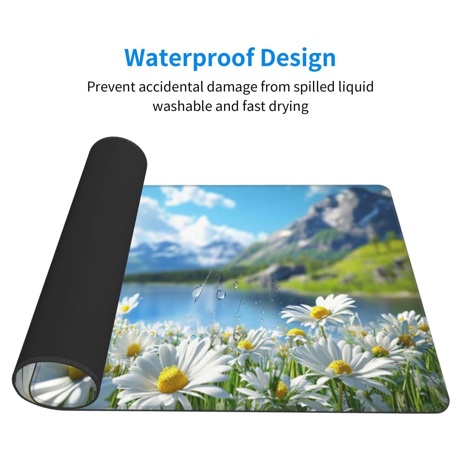 Niebieska podkładka pod mysz XXL krajobraz mata na biurko 1600 x 800 x 3 mm zmywalna podkładka do gier na laptopa, z antypoślizgową gumową podstawą do gier, PC, pracowników biurowych Y1435