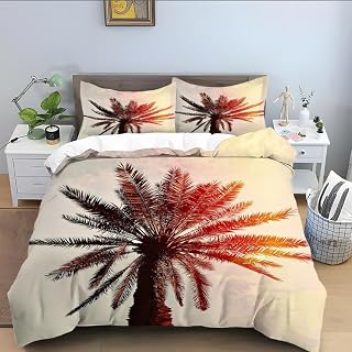 phonxia Tropical Palm Tree Bedding King Size Duvet Cover Printed King Size Duvet Set Bedding Sets 3 Pcs with Zipper Closure 230 X 220 cm Soft Hypoallergenic Microfiber Quilt Cover with 2 Pillowcases