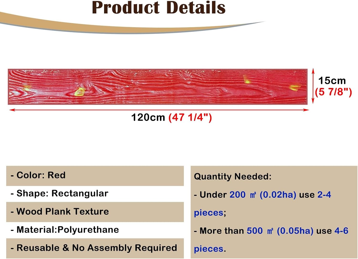 Realistic Wood Floor Concrete Stamps 47" X 6",Concrete Texture Imprinting Mats,Wood Plank Pattern Stamping Molds,Wood Grain Walkways Stone Forms (B 2pcs)