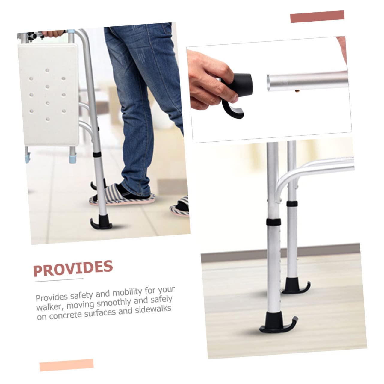MAGICLULU Deslizadores de Esquí Antideslizantes Accesorios Prácticos para Andadores, 2 Piezas de Plástico Negro Absorción de Impactos para Caminatas Seguras