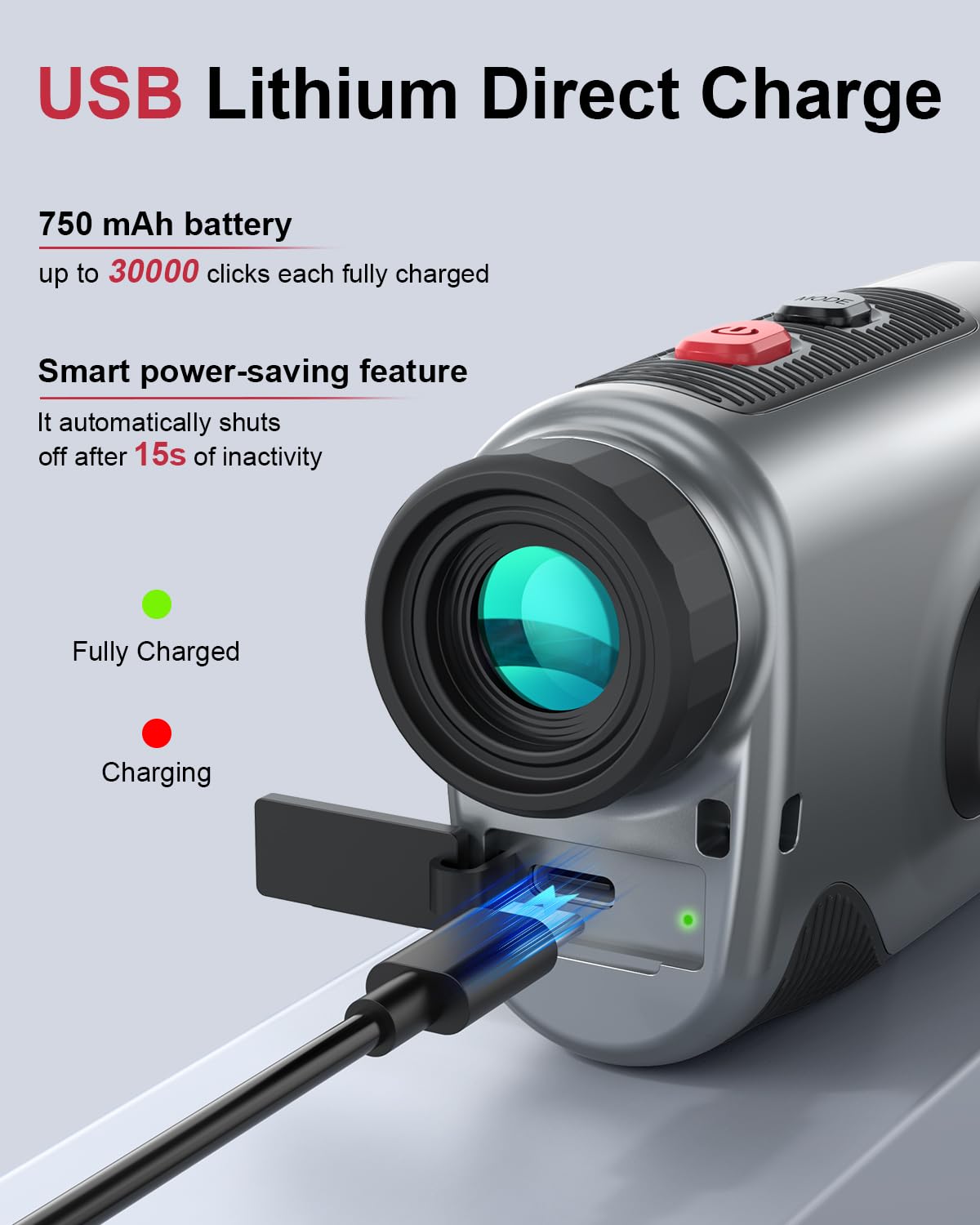 Télémètre de golf avec pente, télémètre laser de 1 300 m, grossissement 7x, télémètre rechargeable avec verrouillage du drapeau, mode vitesse pour la chasse et le tir.